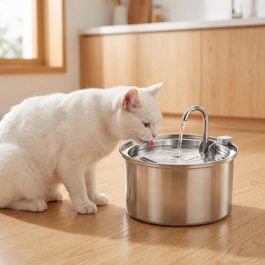 GEAROAM Fontaine à Eau en Acier Inoxydable - Eau Fraîche et Filtrée pour Chats et Chiens