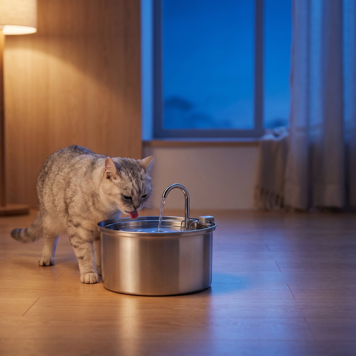 GEAROAM Stainless Steel Water Fountain - Fresh, Filtered Water for Cats & Dogs